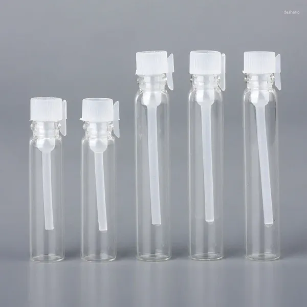 Aufbewahrungsflaschen 100 teile/los 1 ml 2 ml Parfüm Glas Tropfflasche für ätherische Öle Großhandel Leere Reisebehälter Probe