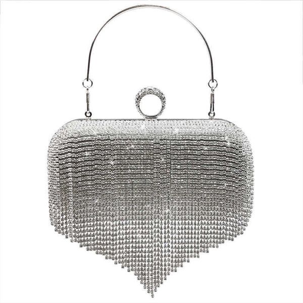 Borsa da sera da donna Borsa con nappa e diamante acqua Abito da sera per banchetto tenuto in mano con eleganza e celebrità incorporate