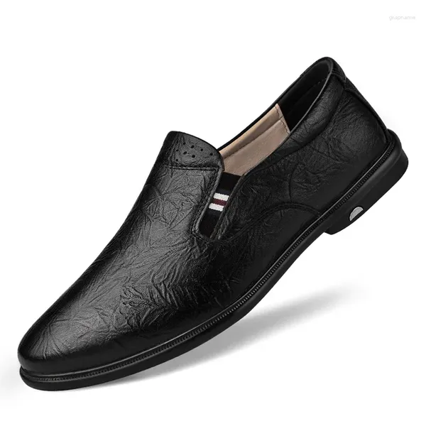 Sapatos casuais masculinos primeira camada de couro genuíno mules masculino verão moda respirável sandálias confortáveis aberto volta chinelo de salto baixo