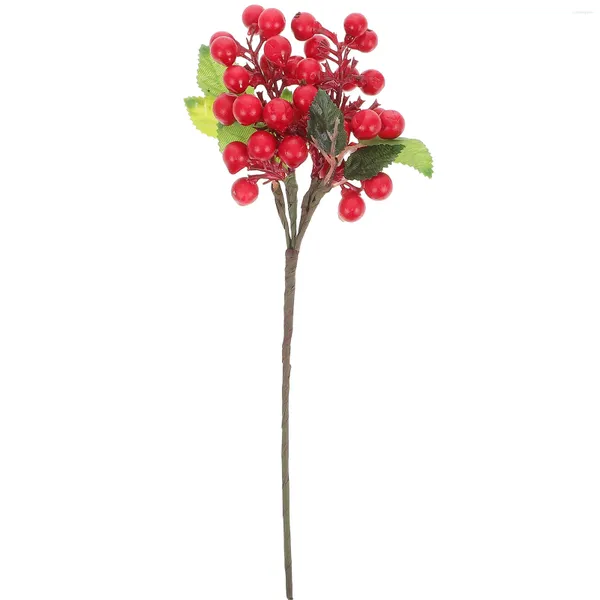 Flores decorativas natal azevinho baga vermelho galho haste frutas decoração para casa buquê diy artesanato ornamento para imagem de casamento 1