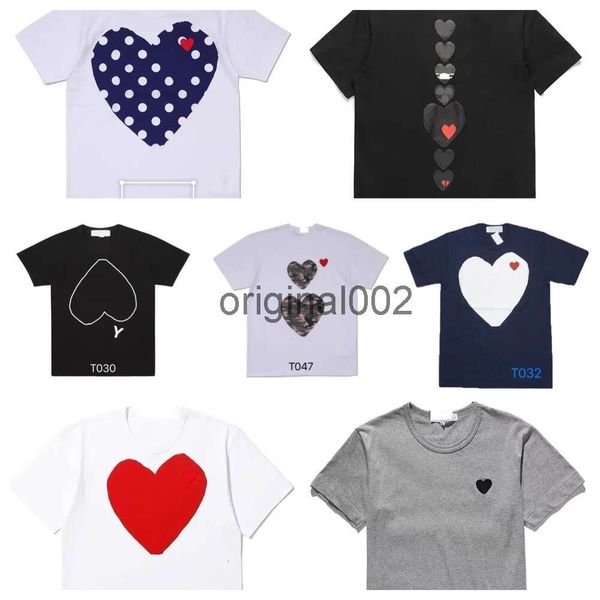 Jogar designer mens camiseta japonês vermelho amor camisa mens mulheres commes etiqueta completa tshirt polo cdg des emblema garcons algodão bordado dk