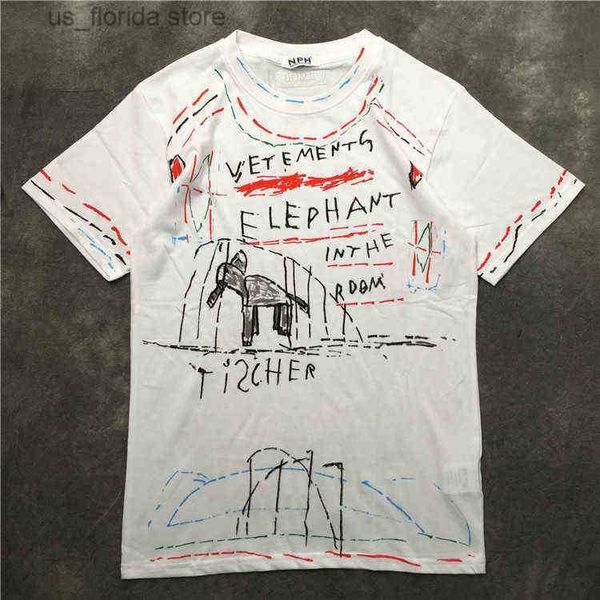 Herren T-Shirts Neue Neuheit 2024 Männer Elefanten Graffiti T Shirts T-Shirt Hip Hop Skateboard Strt Baumwolle T-Shirts T Top kenye XL Y240402