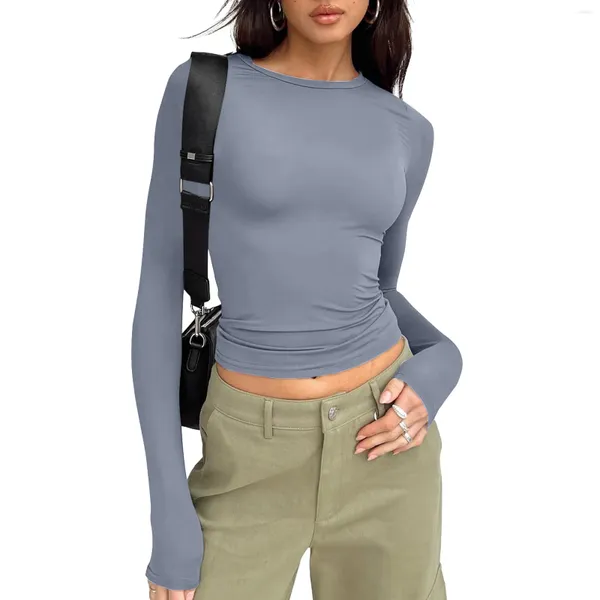 T-shirt da donna Top corto basic a maniche lunghe da donna in 3 pezzi Per uscire Autunno Moda Strato Slim Fit Taglie forti