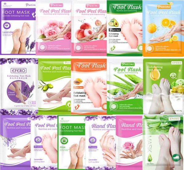 Efero esfoliante pé máscara esfoliação pés tratamento máscara cuidados com a pele peles mortas remoção meias para pedicure meia peeling máscaras7071537