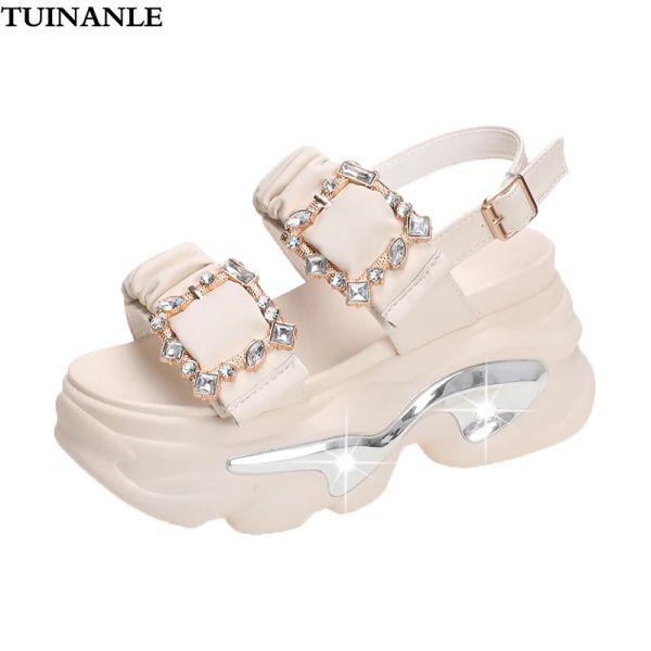 Stiefel Tuinanle Plattform Schuhe Frauen Sommer Sandalen Super High Heels Keilschuhe für Frauen modische, süße, klobige Flats Sandalen