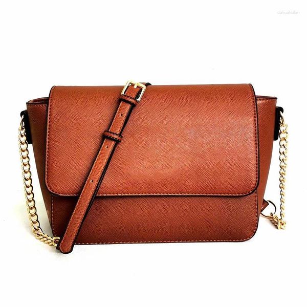 Bolsas de ombro Correntes de couro Bolsas elegantes Crossbody para mulheres qualidade luxo 2024 corpo cruzado