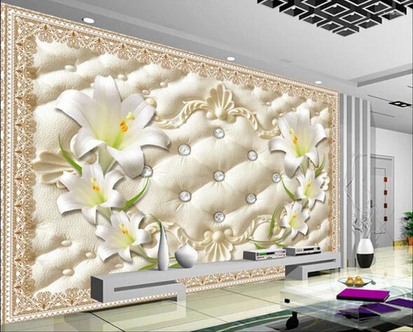 Papéis de parede 3D Murais Wallpaper para sala de estar Decoração de flores Classic Walls Classic Walls