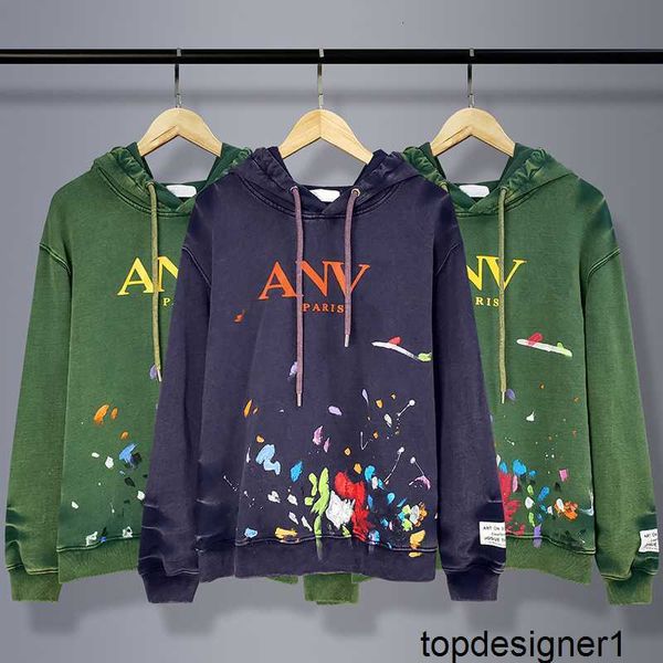 Designer Frühling und Herbst New Terry Wash, Graffiti, farbige Tintenbuchstaben, reiner Baumwoll-Kapuzenpullover für lässige, lockere Herrenpaare RONL