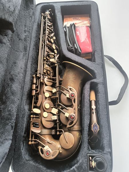 Gerçek resim markası Mark VI Yeni Alto Saksafon Altın Key Antik Bakır Profesyonel Süper Oyun Sax