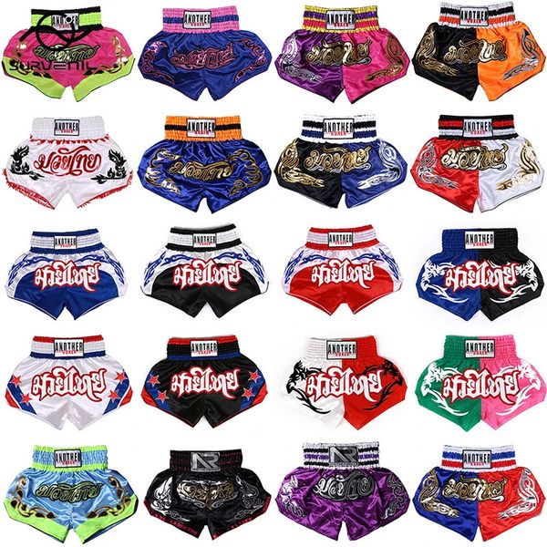 Muay Thai Shorts Top Qualidade Luta Kickboxing MMA Calças Homens Mulheres Crianças Bordado Sanda Artes Marciais Equipamento de Treinamento de Boxe 240318