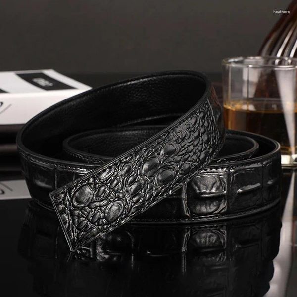Cinture Cintura in pelle modello coccodrillo da 3,5 cm senza testa moda coreana uomo business fibbia automatica nera di alta qualità