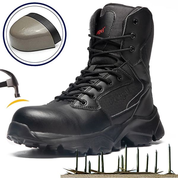 Stiefel Herren Arbeitssicherheit Stiefel mit Stahlzehenkappen wasserfeste Sneaker Herbst Winter Armee Militärische taktische Kampfstiefel Wüstenstiefel Wüstenstiefel