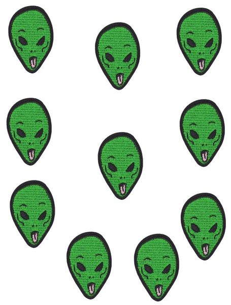 8 Stück Alien-Kopf-Aufnäher, Nähwerkzeuge, Stoffe, Abzeichen, Bekleidungszubehör, Streifen, bestickte Aufnäher, Bügelanwendungen für Kinder, Atti3043400