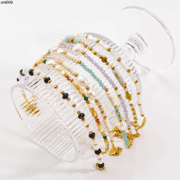 Instagram Light Luxury Style Style Badyd Titanium Steel Bracelet Natural Stone Pearl Crystal Hot que vende artesanato incolor incolor