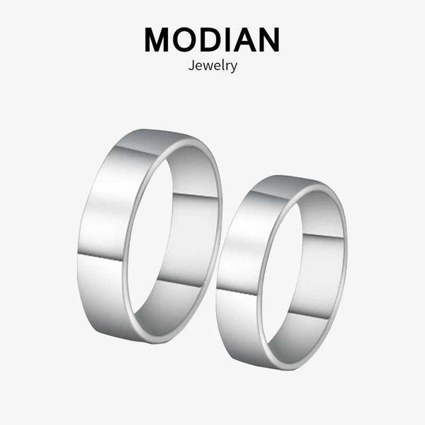 Bandringe Modian Sale 100 % 925 Sterling Silber Paar einfacher Ring Klassischer Paar Fingerring Herren und Damen Hochzeit Silberschmuck Bijoux