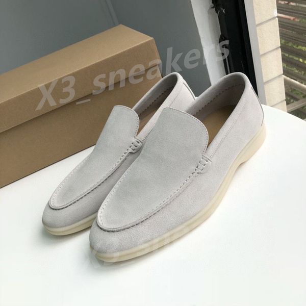 2024 Designer di lusso LP Mocassini Scarpe Open Walk Pelle scamosciata Loro P Scarpe Stivaletti Moda Donna Slip on Scarpe basse da passeggio da uomo Stivaletti 35-46 M42