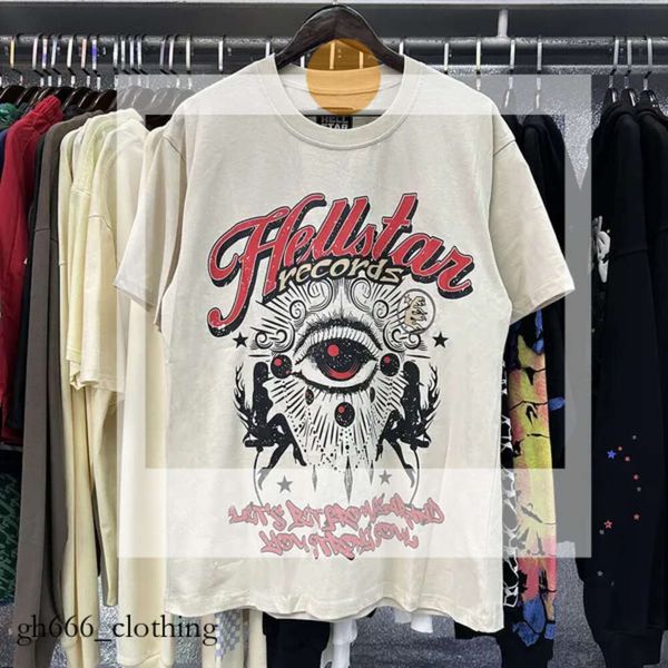 Moda Hellstar Gömlek Erkek Rappe Top High American Tide Marka Eğlenceli Komik Çizgi Çizgi Mektubu Baskı Gevşek Tüm Yuvarlak Yakalı Kısa Kişeli Tişört Tee Tide 649