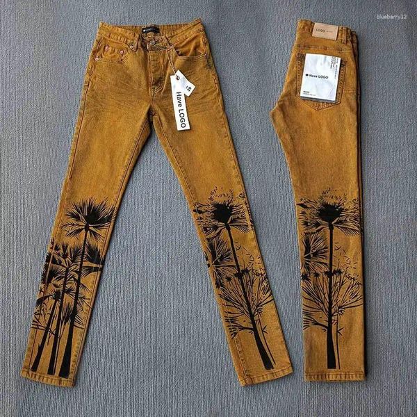 Jeans masculinos 2024 marca roxa designer vintage lavado homens maré peplum calças hip hop calças jeans