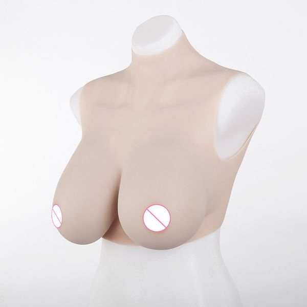 F copo falso mãe cross-dressing cd silicone peito artificial 3450g peito falso peito falso curto gola alta meio sólido peito artificial