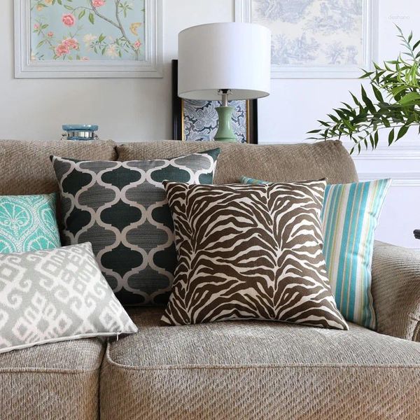 Federa decorativa per cuscino colore marrone geometrico in vita per divano casa Housse Coussin 45x45 cm