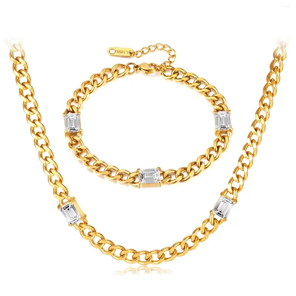 Link pulseiras italiano charme colar feminino 18k ouro sweatproof pulseira de aço inoxidável luxo zircão jóias