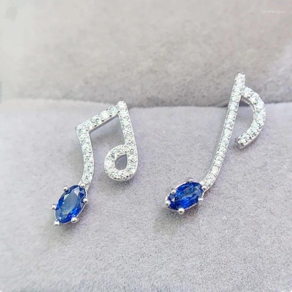 Brincos de garanhão Natural Real Azul Safira Brinco Estilo Música 3 5mm 0.4ct 2pcs Pedras Preciosas 925 Prata Esterlina Jóias Finas L243139