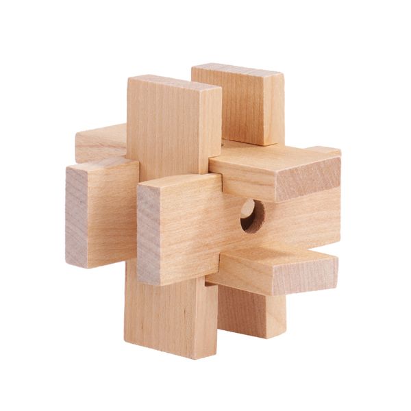 Großhandel Holz-Gehirnspiel Brain Teaser 3D IQ Bambus-Puzzle Luban Lock LubanLock Klassisches chinesisches Puzzle-Projekt Meihua-Schloss