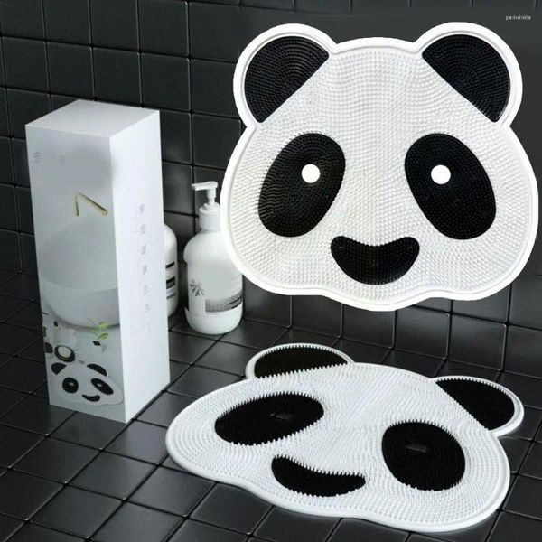 Tapetes de banho bonito panda forma chuveiro corpo esfregando antiderrapante sucção silicone pé lavagem almofadas para banheiro casa el o8j2