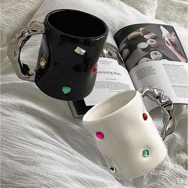 Tazze Originali Gemma in ceramica Tazza da festa Tazza da caffè Ragazza Cuore Diamante Coppia Acqua Tè pomeridiano Regali artigianali