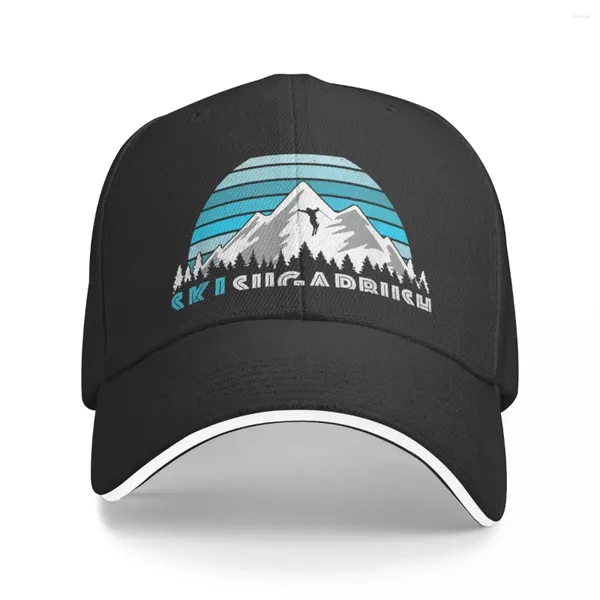 Ball Caps Retro Ski Sugarbush İllüstrasyonu - Vintage Snow Mountain Beyzbol Kapağı Trucker Hat Anime Erkek Kadınlar Kadın