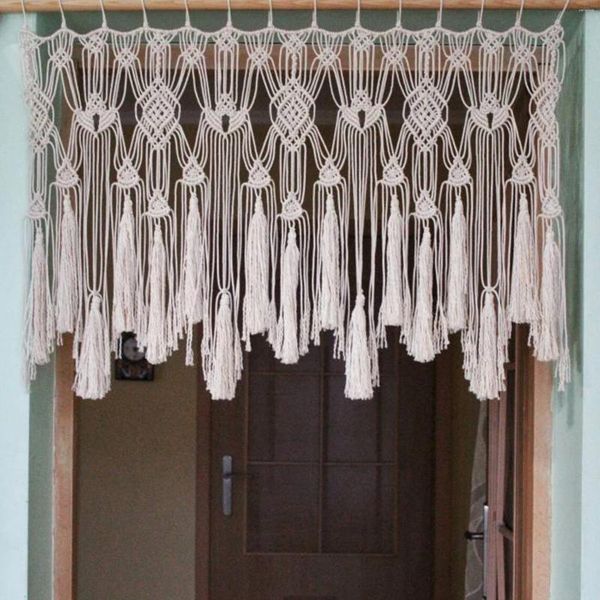 Tapeçarias boêmio algodão corda tecido porta cortina janela cortinas tapeçaria artesanal para casa e el decoração sala de estar decoração presente