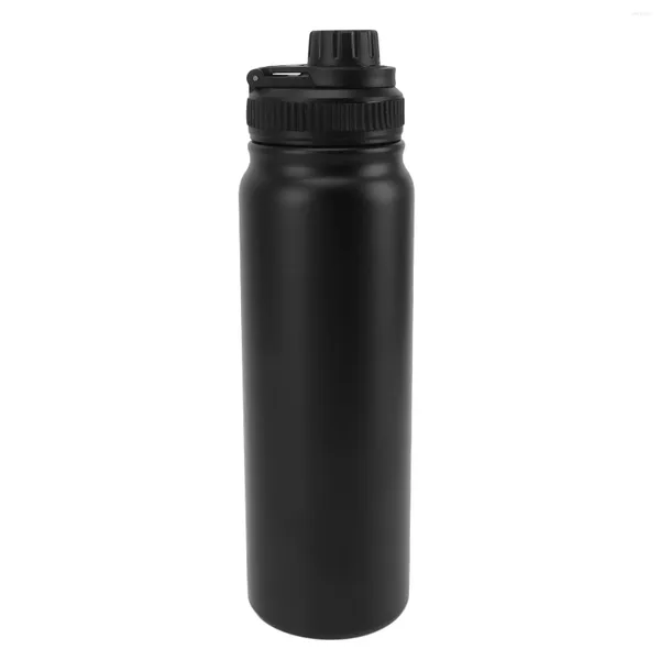 Tazze bottiglie di acqua isolata per perdita di perdita di bottiglie sportive arrugginite in acciaio inossidabile leggero durevole nero per andare in bicicletta