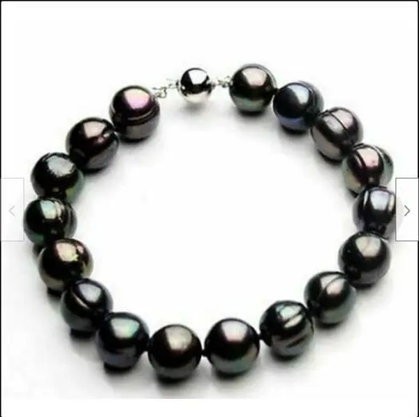 Braccialetti Bellissimo braccialetto di perle barocche nere autentiche dei Mari del Sud da 1.012 mm AAA+ da 8 pollici