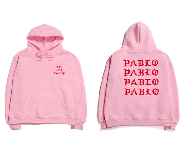 19SS Hip Hop Hoodies Erkekler Pablo Street Giyim Hoodie Sweatshirts Gibi Hissediyorum Mektup Baskı Hoodie Club9194280