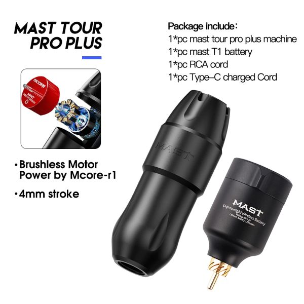 Machine Wireless Mast Tattoo Tour Pro plus Stiftleistung von McORer1 Tattoo Hine RCA -Anschluss LCD -Bildschirm Batterie Netzteils Set Set