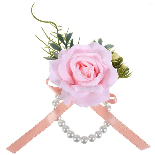 Fiori decorativi Polso artificiale Decorazioni per lo sposo Bracciale finto in tessuto per damigella d'onore