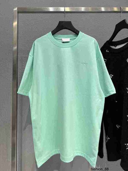 Designer versão alta moda B Bordado de frente e traseira de manga curta Casual Casual Camiseta verde Moda de moda fixa Torda fixa Dye puro algodão 1dfj