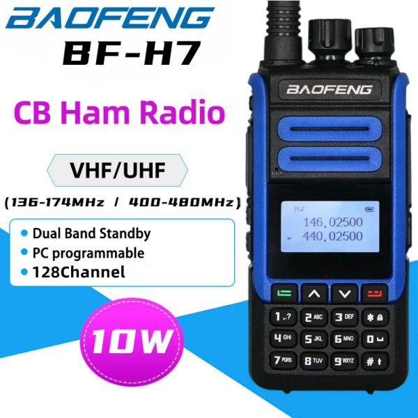 Baofeng bf-h7 poderoso walkie talkie 10w banda dupla de duas vias transceptor FM portátil uhf vhf