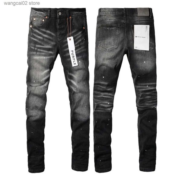 Jeans da uomo New Fashion 2024 Slim 1 1 Jeans viola Marca Autunno e inverno Jeans High Strt Paint Old Trend Vendita calda T240402
