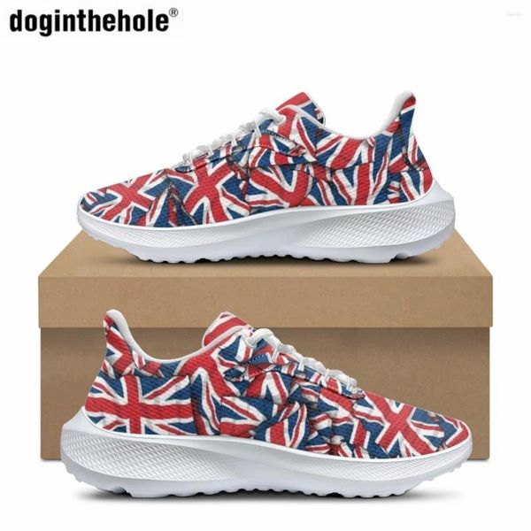 Freizeitschuhe Doginthehole Fashion Damen Sneakers Herren Outdoor Running Classic Union Jack Print Design Training