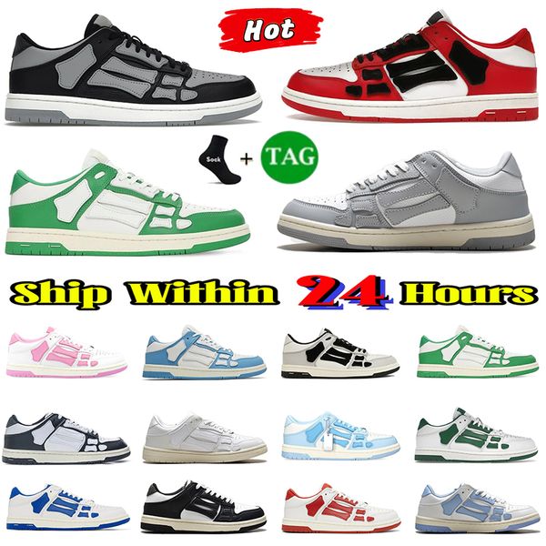 Sapatos de designer de top skel skel sneak masculino mulheres cor de ossos de couro tênis sapatos de esqueleto de sapato de plataforma de sapato de couro de luxo masculino casual feminino casual