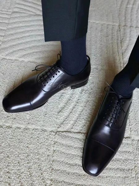 Sapatos de vestido elegante oxford masculino negócios casual festa luxo lace up couro respirável mocassins adulto plus size