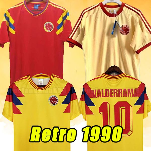 1990 Maglia da calcio Colombia Retro Uomo ESCOBAR Memoria Maglia da calcio casalinga Uniformi classiche VALDERRAMA GUERRERO 90