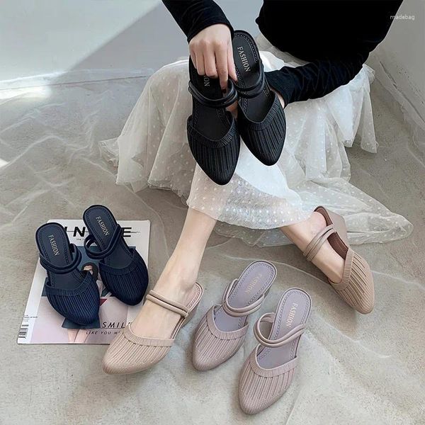Sıradan Ayakkabı İlkbahar ve Yaz Kadın Terlik Stil Kama Topuk Giyim Moda İki Sandalet Sargı Başlı Lazy Lady