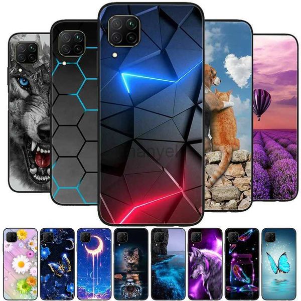 Casos de telefone celular para Huawei P40 Lite Case Silicone Soft TPU P 40 Capa Traseira Preto Bumper 2442