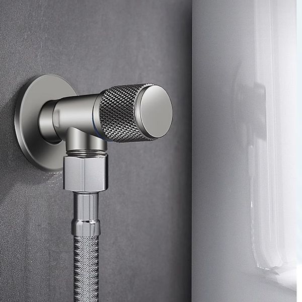 Valvola ad angolo grigio pistola, lavabo a grande flusso freddo e caldo addensato in acciaio inossidabile, scaldabagno per WC, valvola di distribuzione dell'acqua, quattro denti divisi