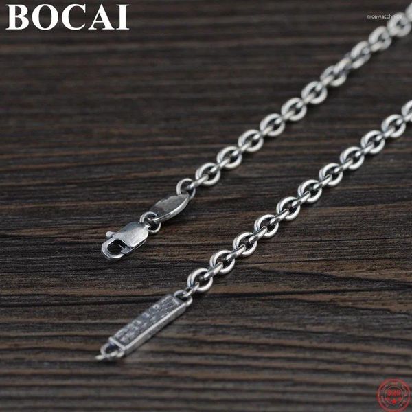 Anhänger BOCAI S925 Sterling Silber Halsketten Für Frauen Männer Mode 3mm O-kette Quadrat Oval Karte Reine Argentum schmuck