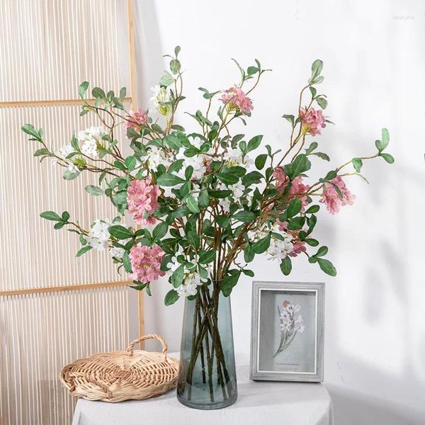 Dekoratif Çiçekler Yapay Simüle Kiraz Çiçekleri Şubeler DIY Düğün Ev Vazo Dekorasyonu için Sahte Bitkiler