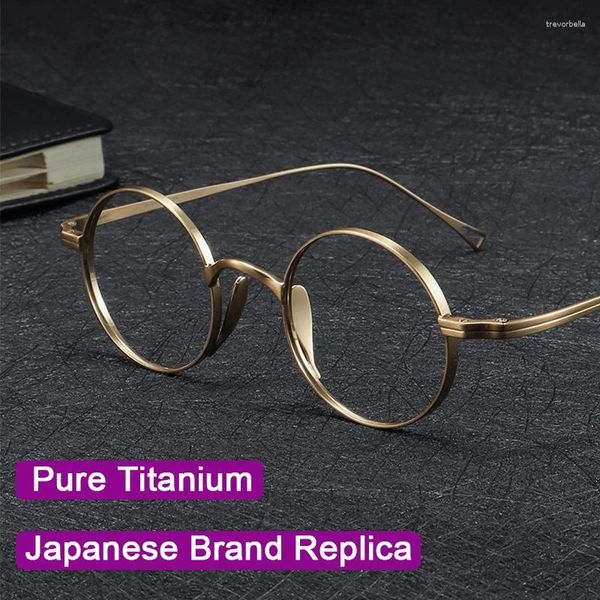 Sonnenbrille im japanischen Stil, handgefertigt, Retro, runde Brillenfassungen, KMN99, Herren-Brillen aus reinem Titan, luxuriöse Anti-Blaulicht-Brillen