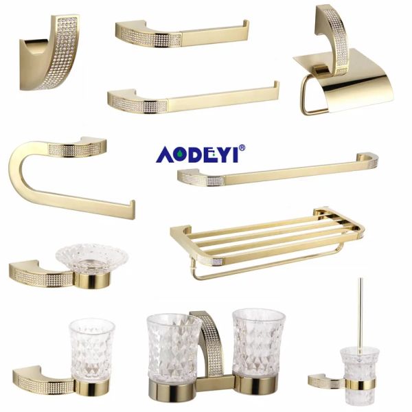 Zahnbürste Tschechische Kristall Badezimmer Hardware Set Robe Haken Handtuch Rack Rab Rabellale Zahnbürste Halter Badezimmerzubehör Gold/Chrom